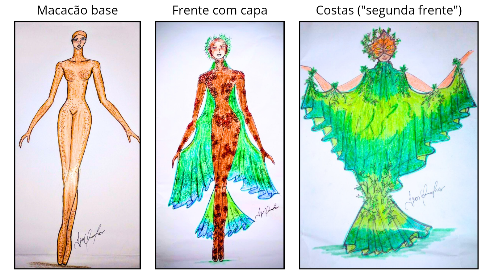 Fig. 1: Croquis referentes ao grupo árvores. Fonte: Igor Quadros
